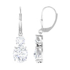 Minimal Zircon 2 Stone Drop Earrings with Lever Back Zircon - ( AAAA ) - Quality - Rosec Jewels