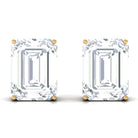 Emerald Cut Cubic Zirconia Solitaire Stud Earrings Zircon - ( AAAA ) - Quality - Rosec Jewels