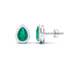 Classic Pear Cut Emerald Diamond Accent Stud Earrings Emerald - ( AAA ) - Quality - Rosec Jewels