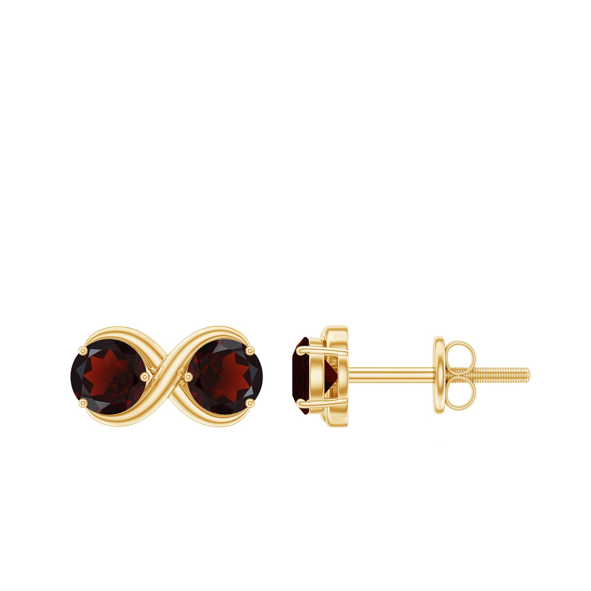 1.50 CT Simple Garnet Two Stone Infinity Stud Earrings Garnet - ( AAA ) - Quality - Rosec Jewels