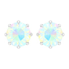 Round Shape Ethiopian Opal Solitaire Stud Earrings in 8 Claw Prong Setting Ethiopian Opal - ( AAA ) - Quality - Rosec Jewels