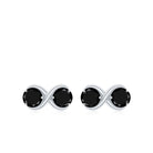 1.50 CT Simple Black Diamond Two Stone Infinity Stud Earrings Black Diamond - ( AAA ) - Quality - Rosec Jewels