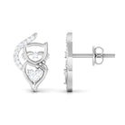 Heart and Round Diamond Animal Stud Earrings Diamond - ( HI-SI ) - Color and Clarity - Rosec Jewels