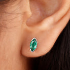 Marquise Cut Lab Grown Emerald Solitaire Stud Earrings Lab Created Emerald - ( AAAA ) - Quality - Rosec Jewels