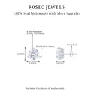 4 CT Round Shape Moissanite Solitaire Silver Stud Earrings in 3 Double Claw Prong Setting Moissanite - ( D-VS1 ) - Color and Clarity 92.5 Sterling Silver - Rosec Jewels