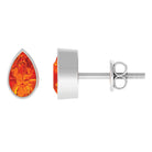 4X6 MM Pear Cut Orange Sapphire Solitaire Stud Earrings in Bezel Setting Orange Sapphire - ( AAA ) - Quality - Rosec Jewels