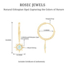 4 MM Round Shape Ethiopian Opal and Gold Sunburst Hoop Drop Earrings For Women Ethiopian Opal - ( AAA ) - Quality - Rosec Jewels