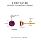 Round Rhodolite Solitaire Stud Earrings in Square Prong Setting Rhodolite - ( AAA ) - Quality - Rosec Jewels