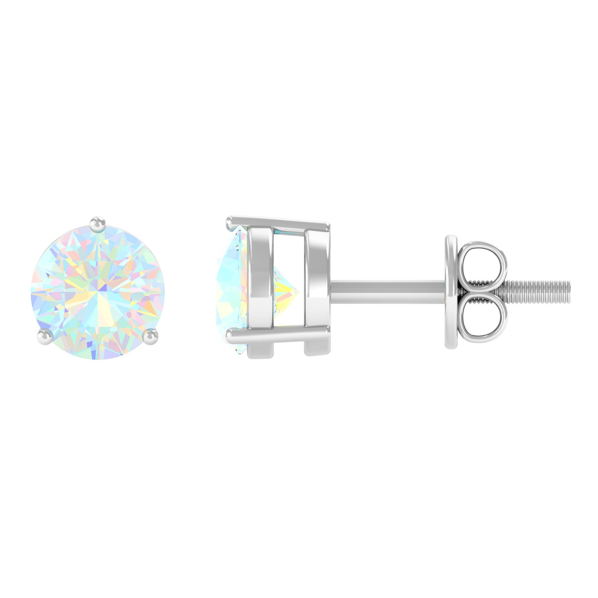 0.50 CT Ethiopian Opal Minimal Solitaire Stud Earrings in Gold Ethiopian Opal - ( AAA ) - Quality - Rosec Jewels