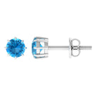 Natural Swiss Blue Topaz Solitaire Stud Earrings in 8 Claw Prong Setting Swiss Blue Topaz - ( AAA ) - Quality - Rosec Jewels