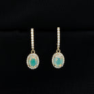 Ethiopian Opal Hoop Drop Earrings with Moissanite Ethiopian Opal - ( AAA ) - Quality - Rosec Jewels