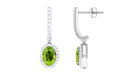 2 CT Claw Set Peridot and Moissanite Drop Hoop Earrings Peridot - ( AAA ) - Quality - Rosec Jewels