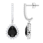 3.25 CT Black Onyx and Moissanite Bridal Teardrop Earrings in Silver Black Onyx - ( AAA ) - Quality 92.5 Sterling Silver - Rosec Jewels