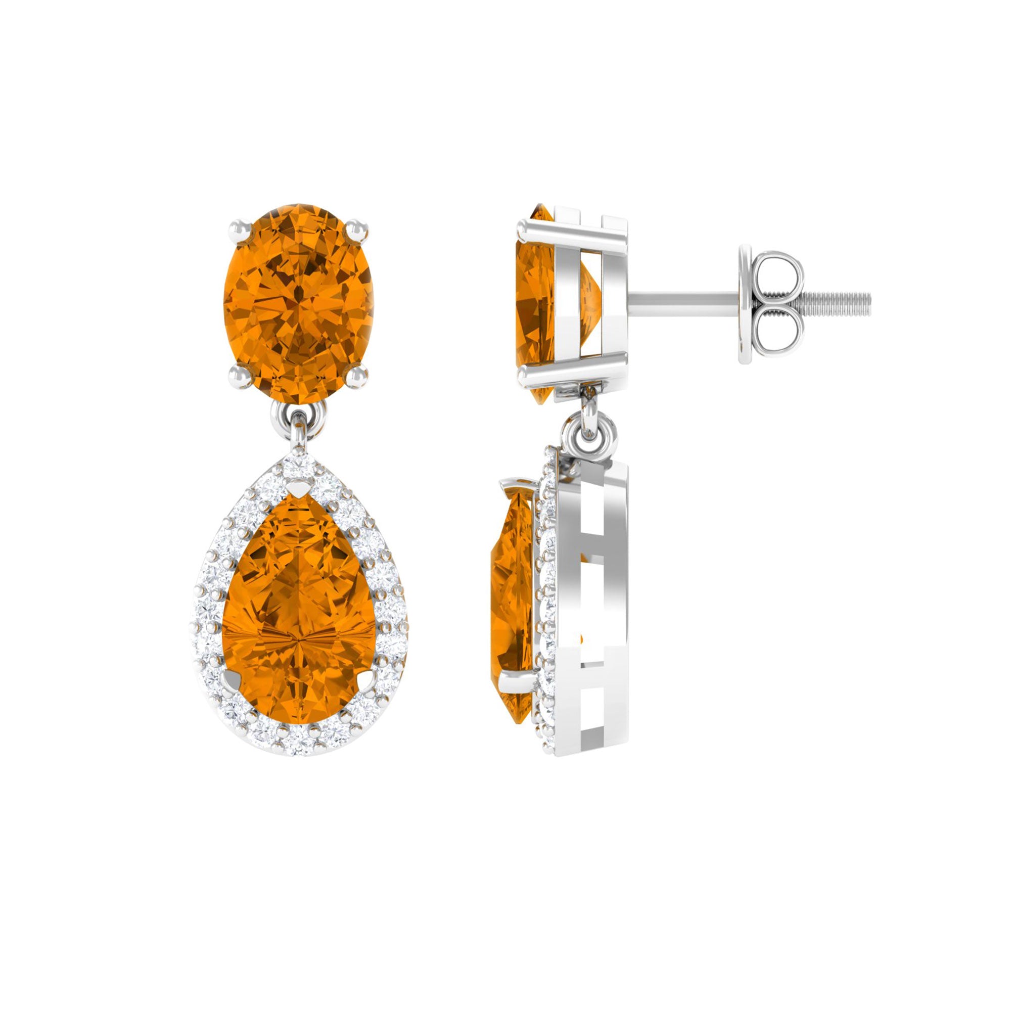 4.5 CT Citrine and Diamond Dangle Drop Earrings Citrine - ( AAA ) - Quality - Rosec Jewels