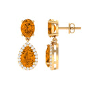 4.5 CT Citrine and Diamond Dangle Drop Earrings Citrine - ( AAA ) - Quality - Rosec Jewels