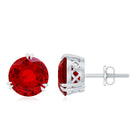 8 MM Lab Created Ruby Solitaire Stud Earrings for Women Lab Created Ruby - ( AAAA ) - Quality - Rosec Jewels