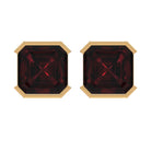 2.50 CT Asscher Cut Garnet Solitaire Half Bezel Set Stud Earrings Garnet - ( AAA ) - Quality - Rosec Jewels