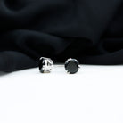 Black Onyx Solitaire Stud Earring in Claw Setting Black Onyx - ( AAA ) - Quality - Rosec Jewels