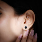 Black Onyx Solitaire Stud Earring in Claw Setting Black Onyx - ( AAA ) - Quality - Rosec Jewels