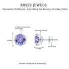 6 MM Decorative Tanzanite Solitaire Stud Earrings Tanzanite - ( AAA ) - Quality - Rosec Jewels