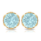 6 MM Sky Blue Topaz Solitaire Crown Stud Earrings Sky Blue Topaz - ( AAA ) - Quality - Rosec Jewels