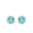 6 MM Round Cut Sky Blue Topaz Solitaire Stud Earrings for Women Sky Blue Topaz - ( AAA ) - Quality - Rosec Jewels