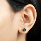 Round shape Lab Grown Black Diamond Solitaire Stud Earrings Lab Created Black Diamond - ( AAAA ) - Quality - Rosec Jewels