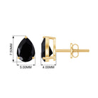 Pear Shape Black Onyx Simple Solitaire Stud Earrings Black Onyx - ( AAA ) - Quality - Rosec Jewels