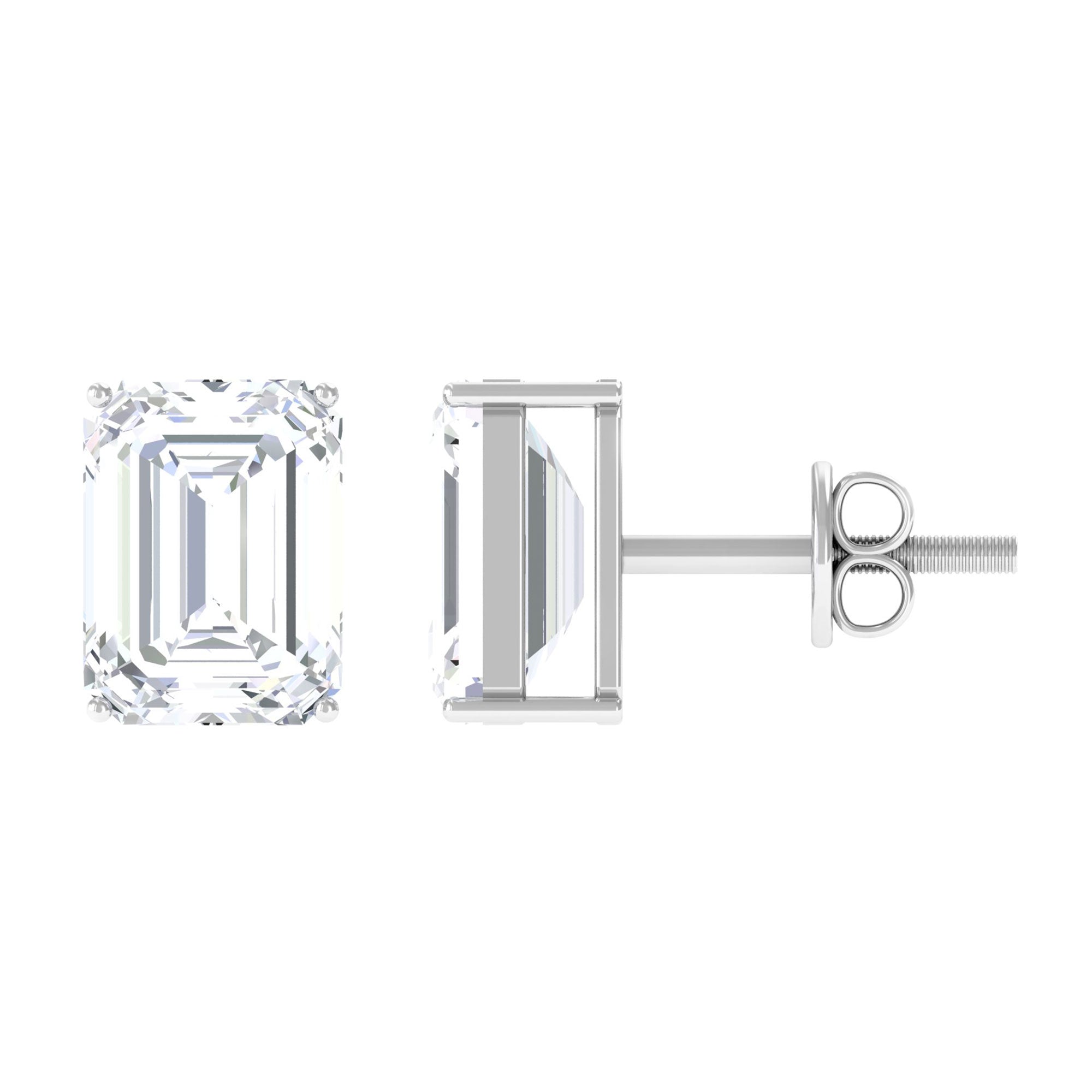 6X8 MM Octagon Shape Moissanite Solitaire Stud Earrings Moissanite - ( D-VS1 ) - Color and Clarity - Rosec Jewels