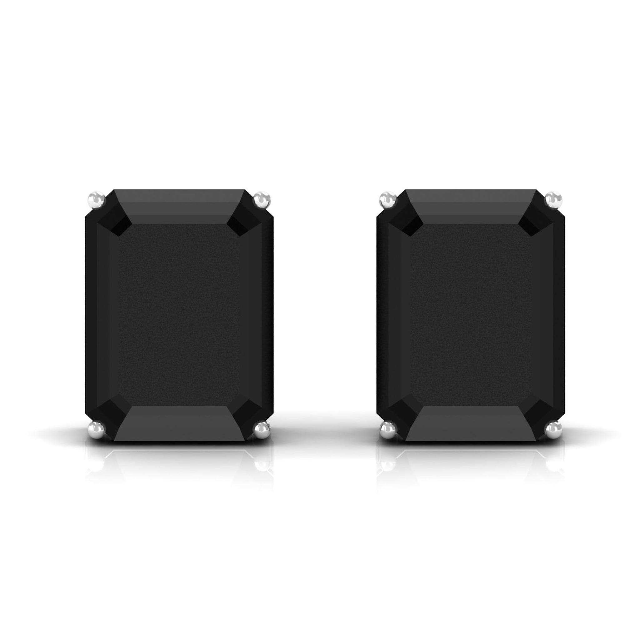 Octagon Shape Created Black Diamond Solitaire Stud Earrings Lab Created Black Diamond - ( AAAA ) - Quality - Rosec Jewels