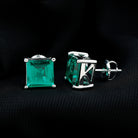 4.75 CT Princess Cut Created Emerald Solitaire Stud Earring in Silver Lab Created Emerald - ( AAAA ) - Quality 92.5 Sterling Silver - Rosec Jewels