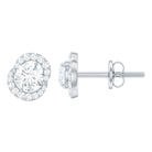 Certified White Topaz Minimal Halo Stud Earrings White Topaz - ( AAA ) - Quality - Rosec Jewels