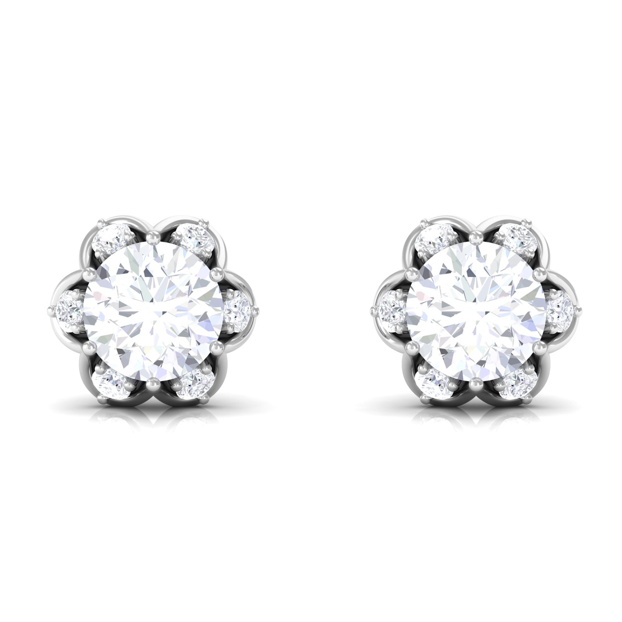 Solitaire Moissanite Designer Stud Earrings Moissanite - ( D-VS1 ) - Color and Clarity - Rosec Jewels