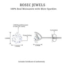 Certified Moissanite Solitaire Stud Earrings Moissanite - ( D-VS1 ) - Color and Clarity - Rosec Jewels