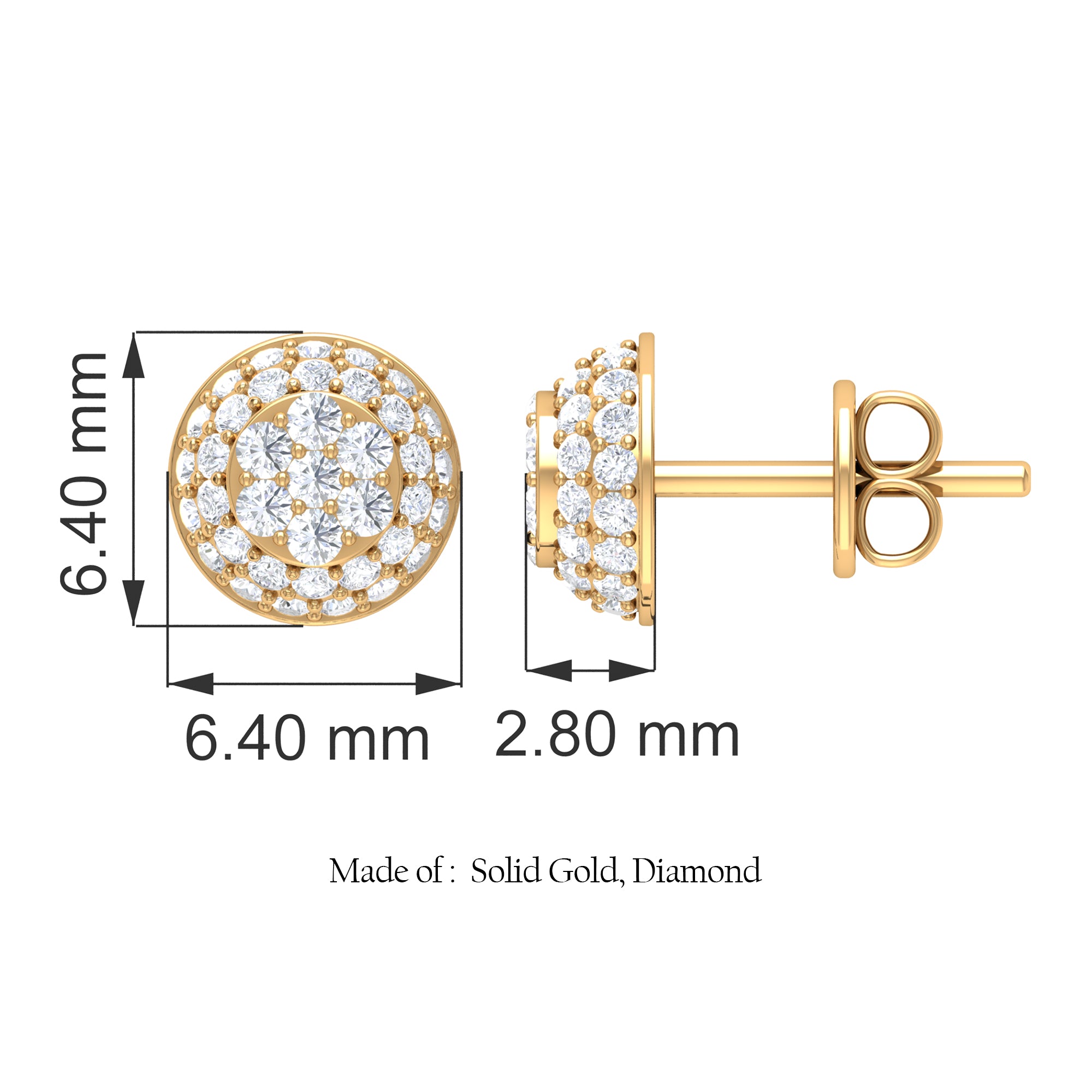 Rosec Jewels-Alluring Diamond Bridal Stud Earring with Screw Back Closure