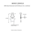 Double Star Stud Earrings with Diamond Diamond - ( HI-SI ) - Color and Clarity - Rosec Jewels