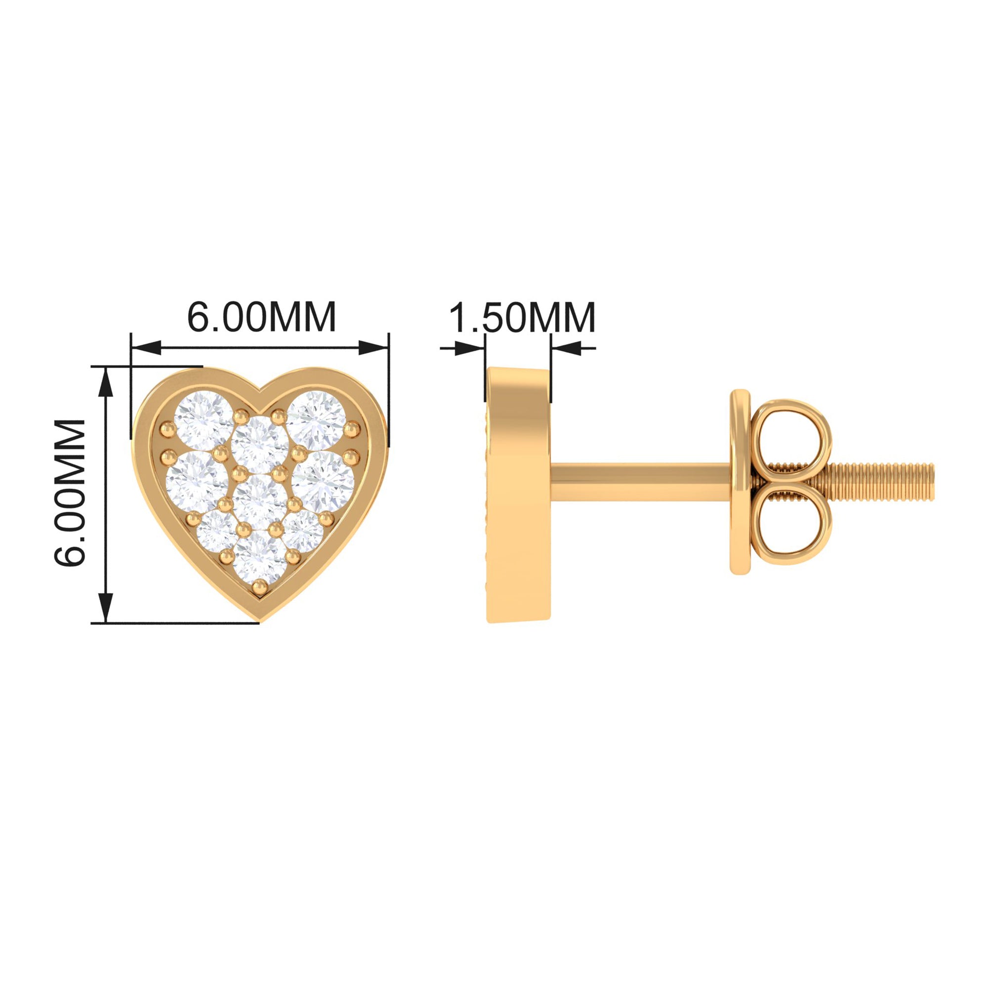 Diamond Simple Heart Stud Earrings Diamond - ( HI-SI ) - Color and Clarity - Rosec Jewels