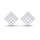 Minimal Diamond Diagonal Square Stud Earrings in Gold Diamond - ( HI-SI ) - Color and Clarity - Rosec Jewels