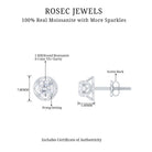 1 CT Round Cut Solitaire Moissanite Stud Earrings Moissanite - ( D-VS1 ) - Color and Clarity - Rosec Jewels