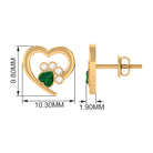 3/4 CT Heart Shape Created Emerald and Diamond Cute Paw Stud Earrings Lab Created Emerald - ( AAAA ) - Quality - Rosec Jewels