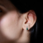 Pear Cut Lab Created Emerald and Moissanite Simple Teardrop Earrings Lab Created Emerald - ( AAAA ) - Quality - Rosec Jewels