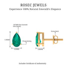 1.25 CT Pear Cut Solitaire Emerald Stud Earring in Gold Emerald - ( AAA ) - Quality - Rosec Jewels