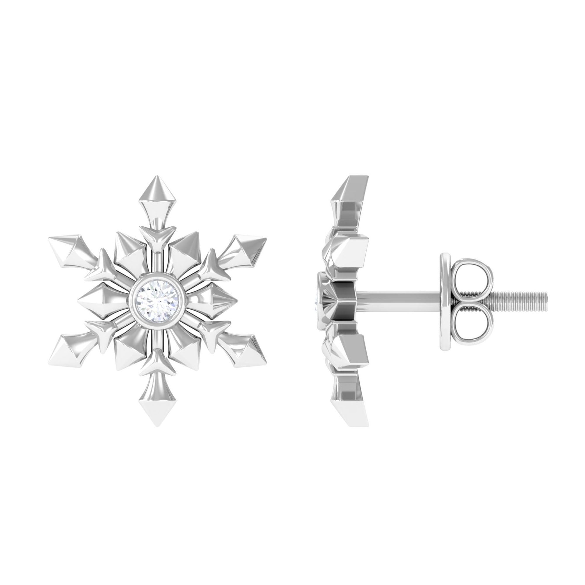 Natural Diamond Gold Snowflake Stud Earrings Diamond - ( HI-SI ) - Color and Clarity - Rosec Jewels