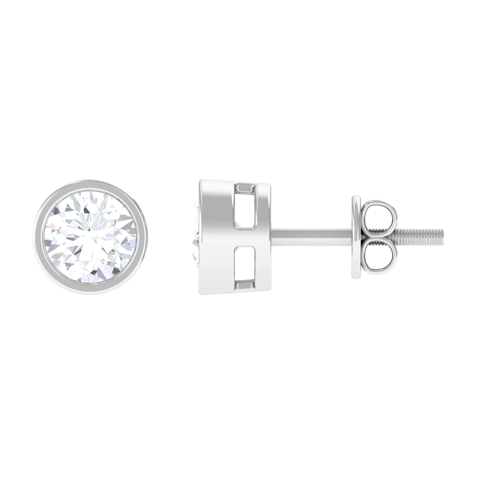 Simple Solitaire Stud Earrings with Lab Grown Diamond Lab Grown Diamond - ( EF-VS ) - Color and Clarity - Rosec Jewels