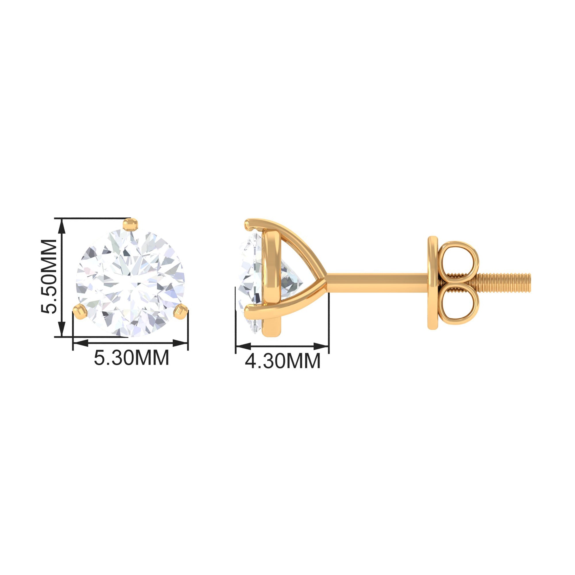 Solitaire Lab Grown Diamond Martini Stud Earrings Lab Grown Diamond - ( EF-VS ) - Color and Clarity - Rosec Jewels