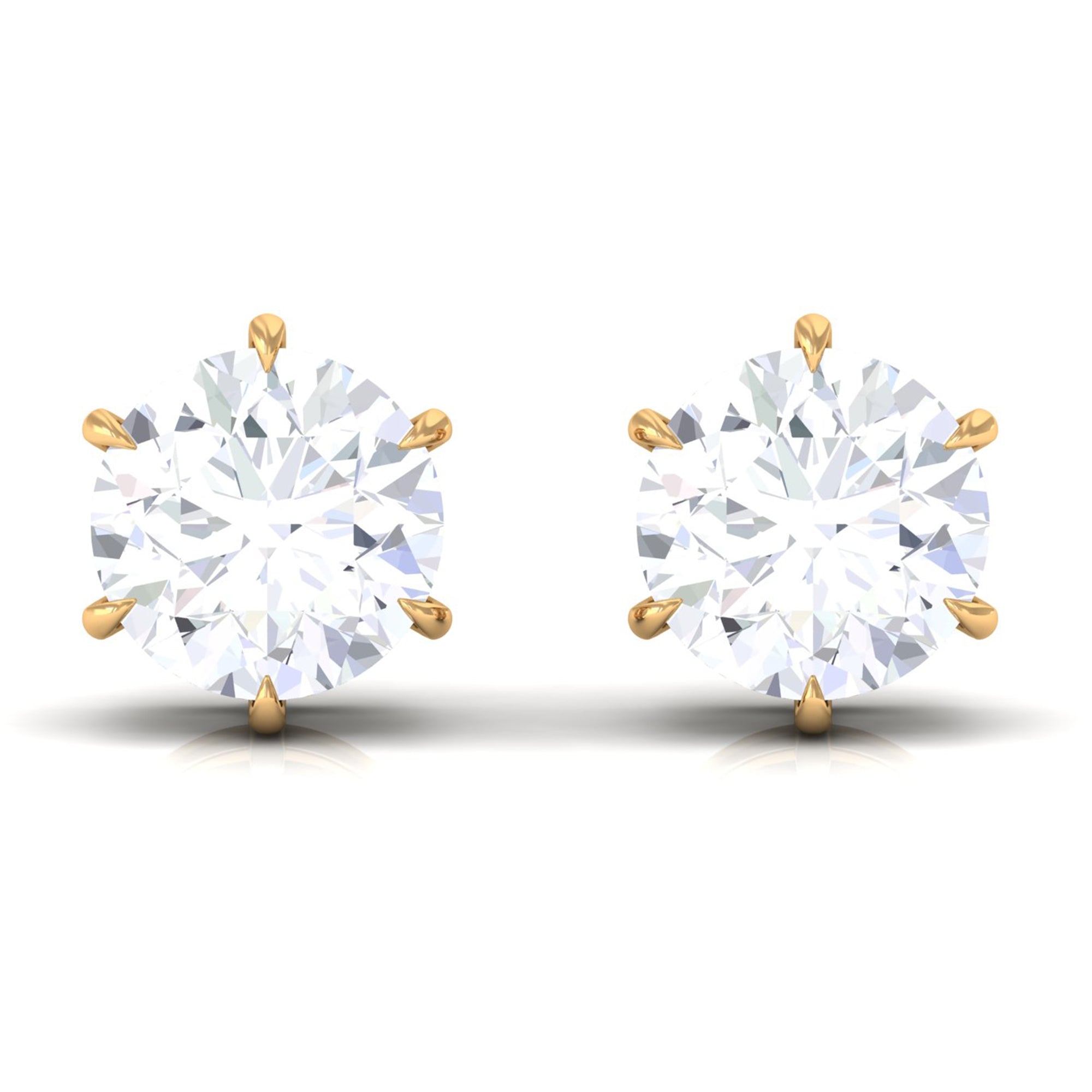 3/4 CT Certified Cubic Zirconia Gold Solitaire Stud Earrings Zircon - ( AAAA ) - Quality - Rosec Jewels