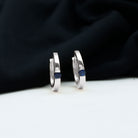 Minimal Blue Sapphire Hinged Hoop Earrings in Tension Mount Setting Blue Sapphire - ( AAA ) - Quality - Rosec Jewels