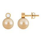 Bead Set South Sea Pearl Elegant Stud Earring with Diamond South Sea Pearl - ( AAA ) - Quality - Rosec Jewels