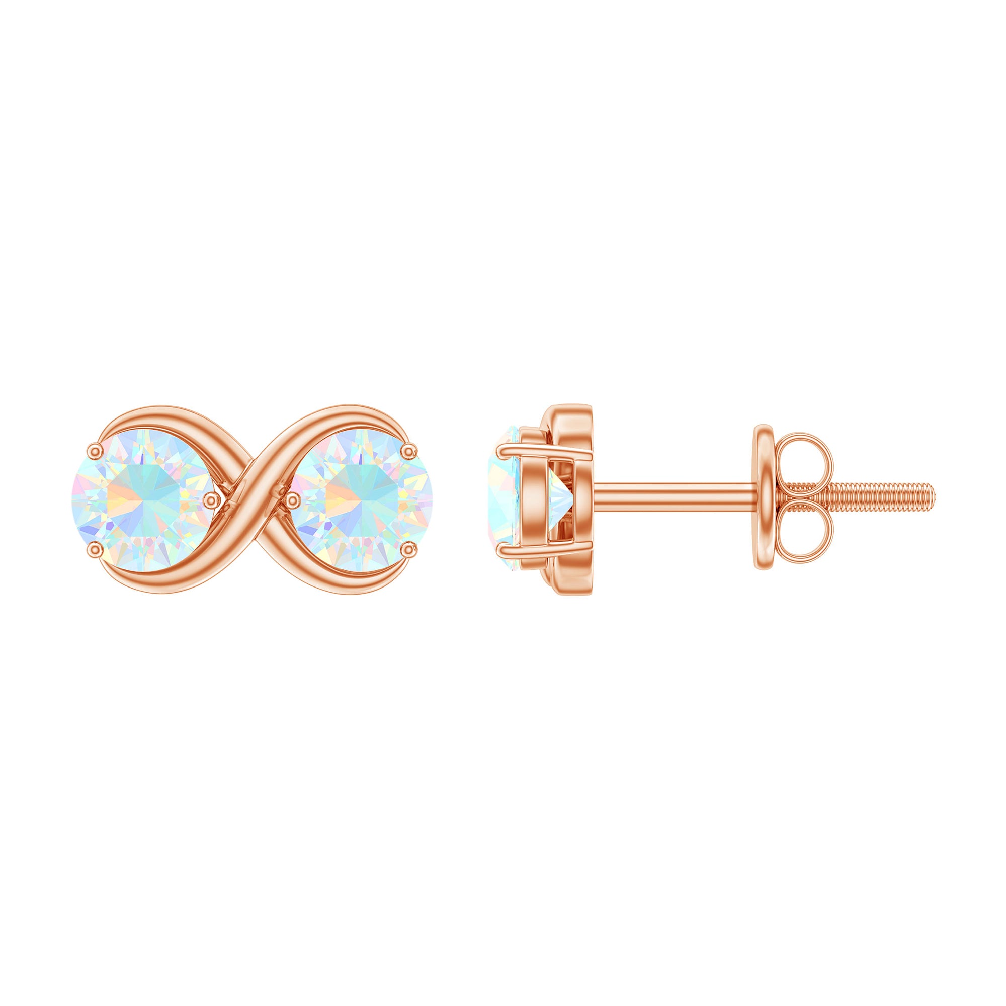 1 CT Simple Ethiopian Opal Two Stone Infinity Stud Earrings Ethiopian Opal - ( AAA ) - Quality - Rosec Jewels