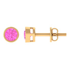 0.75 CT Pink Sapphire Solitaire Stud Earrings in Bezel Setting Pink Sapphire - ( AAA ) - Quality - Rosec Jewels